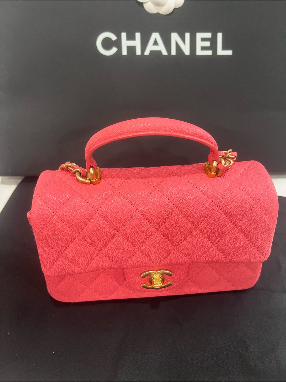 Chanel Classic Caviar Pink Mini rectangular Flap Bag - Picture 9 of 11